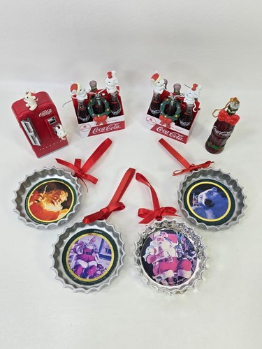VTG Coca-Cola Christmas Ornament Enesco 90s Coke Bottle Cap Lot Of 8 Trim a Tree - Picture 1 of 10