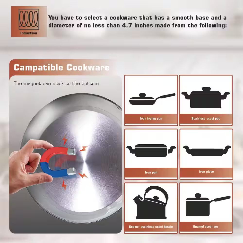 Portable 11 In. Single Heating Element Smooth Top 1800-Watt Countertop Induction