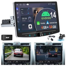 10.1" Android 14 360° Girevole Schermo 1 DIN Autoradio 4+64G Carplay DAB+ KAM