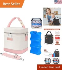 Pink  Beige Breast Milk Cooler Bag Holds 6 Bottles, Leak-Proof Insulated Design