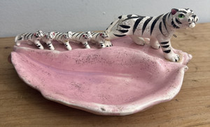 Vintage White Tiger Bengal Ashtray 50s Novelty Ash Tray Mid Century Japan