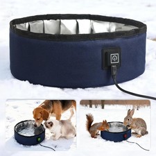 Heated Water Bowl for Dogs Winter Outdoor - 3L Foldable Travel Pet Bowl Keeps Wa