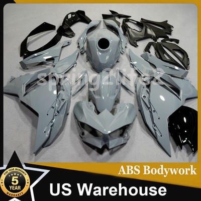 Glossy Gray Grey Style Fairing Kit Bodywork For Kawasaki Ninja 500 2024-2026 USA
