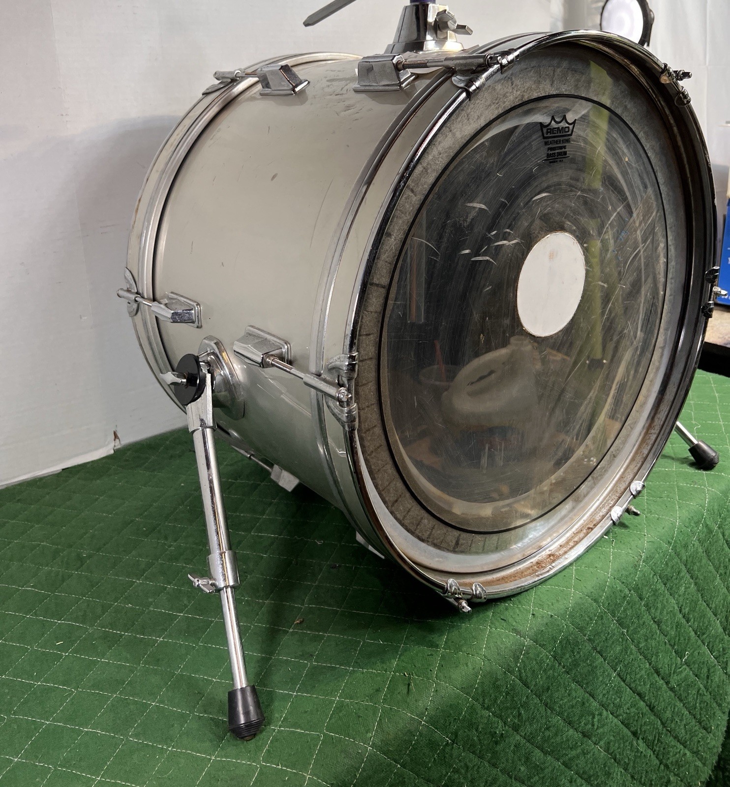 Reuther   20” Silver BASS DRUM  Percussion See Details as is