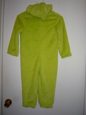 Kids Green Dinosaur HOODED Plush jumpsuit One Piece Costume -SZ 4/6