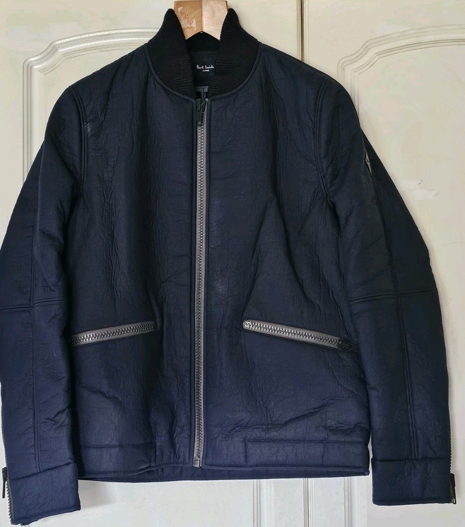 PAUL SMITH Bomber Jacket Mens S Rubberized Merino Collar - Small Defect Rrp £475 image 4