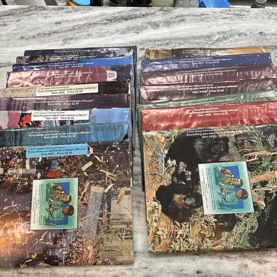 *STAMPS* Set 16 DIFFERENT 80s USPS Stamp Collecting Kits -Book & Stamps Unopened - Image 2 of 4