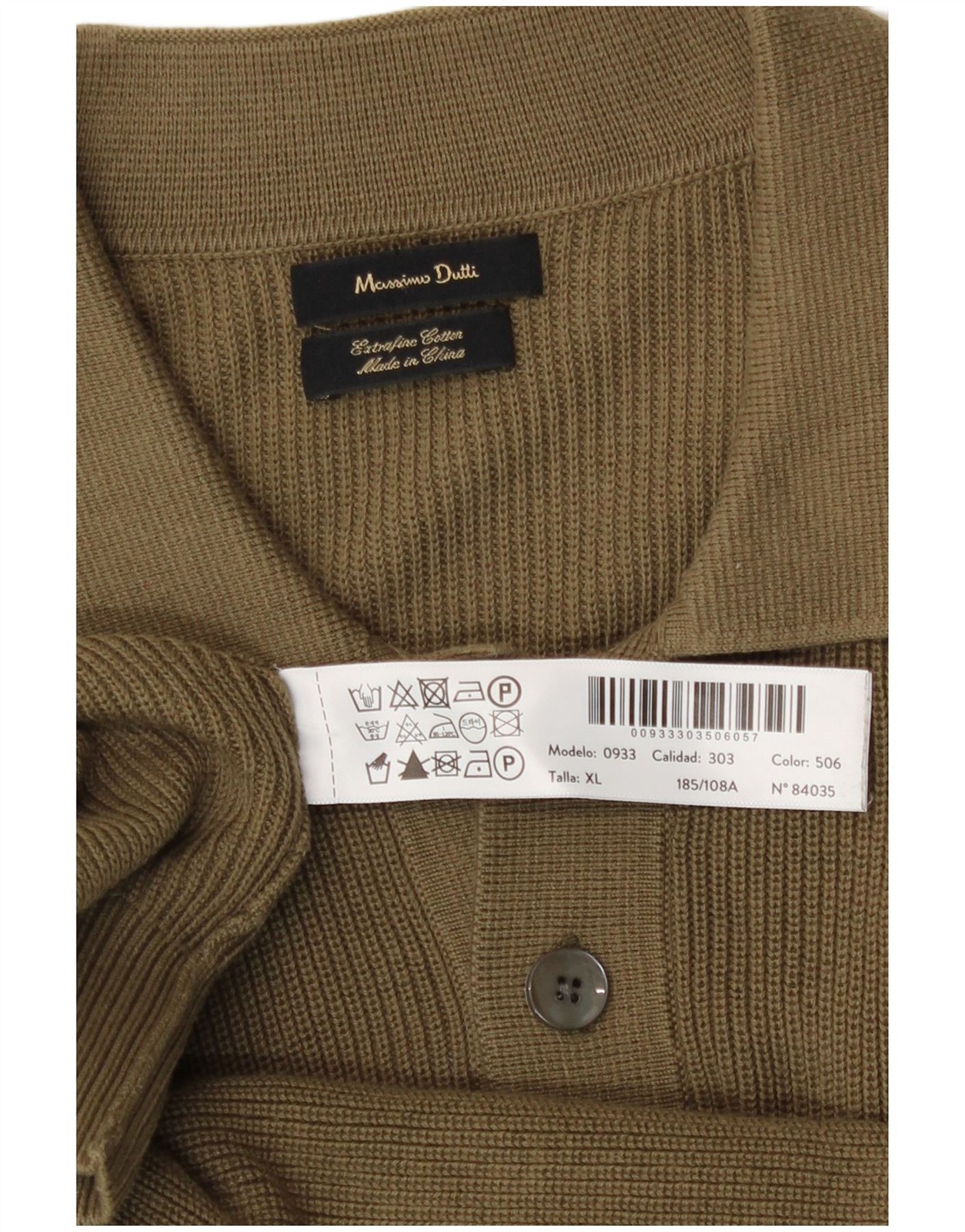 Massimo Dutti Mens Polo Neck Jumper Sweater XL Khaki Cotton BL12 thumbnail 3