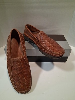 Johnston & Murphy Taggart Ven Mahogany Woven Loafers 8.5 New 
