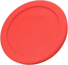 Red Pyrex 7200-PC 2-cup replacement lid with black logo and “STORAGE” text, made in USA.