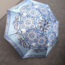 GIANNI VERSACE Folding Umbrella Baroque Pattern Blue polyester