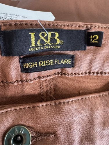 L&B Lucky Blessed Laredo Faux Leather High Waisted Western Flare Pants Size 12 - Picture 9 of 13