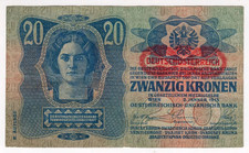 1913 Austria 20 Kronen 881958 Paper Banknote Money Currency