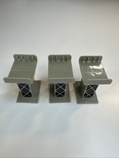 Wooden Railway Train Gray Track Risers Lot X 3 Works w Thomas Brio, Excellent