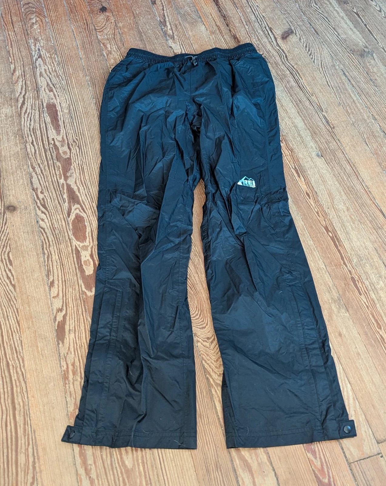 Rei Co-Op Rainier Full Zip Rain Pants Mens Size S Black Lined 30.5" Inseam