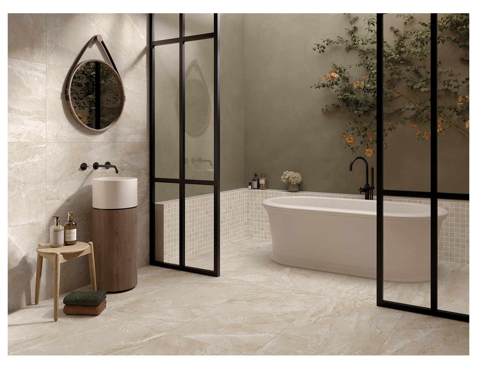 Stone Marble Effect Beige Porcelain 60cm x 30cm - NOW £25m2, 22m2 available