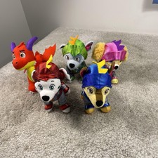 Paw Patrol Rescue Knights Plush Lot 5 Chase Marshall Sparks Dragon Skye Rocky