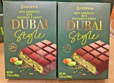 Chocovia Dubai-Style Milk Chocolate with Pistachio and Kadaif 3.53oz (2 Bars)