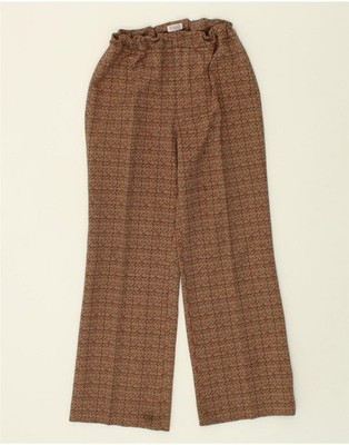 STEFANEL Womens Straight Casual Trousers IT 46 Large W32 Brown Check YN07