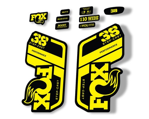 Autocollant suspension autocollant jaune FOX 38 Step Cast SC 2021 Performance fourche - Photo 1/2