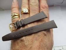 20mm Tapered Brown Leather Watch Strap White Stitching Chrome 14mm Buckle End