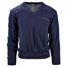 Genuine Dutch army sweater blue military pullover V-neck officer men jumper
