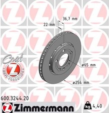 2x ZIMMERMANN Bremsscheibe COAT Z 600.3244.20 1KD für VW POLO 6R1 6C1 5 TSI TDI