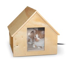 K&H Pet Products Birdwood Manor Heated Outdoor Cat House - Wood