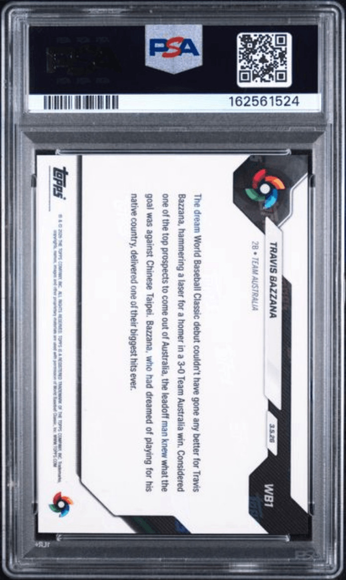 Graded 2026 Topps Now WBC Travis Bazzana #WB1 Baseball Card PSA 10 Gem Mint view 2