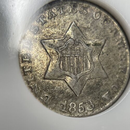 1853 Three Cent Silver Piece Trime 3c Type 1 - PCI -EF - US Coin - 35001 - Picture 3 of 8