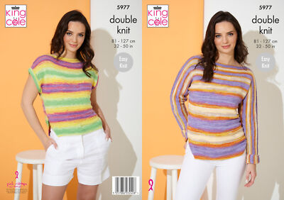 King Cole Damen DK Strickmuster Easy Knit Pullover & Flügelärmel Oberteil 5977