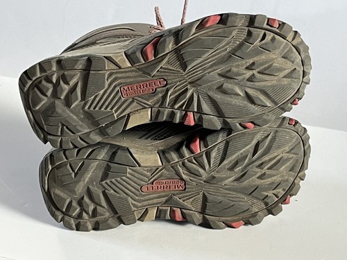 Merrell MOAB Mid Taupe Tan Red MK264167 Boy’s Hiking Trail Ankle Boots Size 2M - Picture 8 of 9