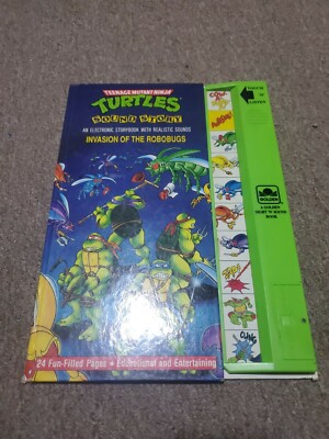 VINTAGE TMNT SOUND STORY BOOK INVASION OF THE ROBOBUGS 1990 Ninja Turtles WORKS!