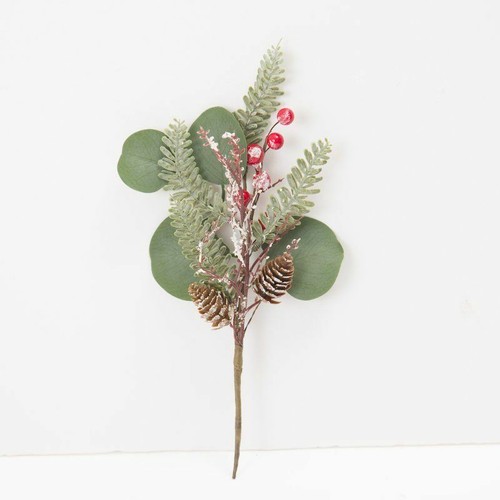 Pine Cones Berry Spray Christmas Glitter Leaves for Christmas Tree Party Decors - Picture 2 of 3