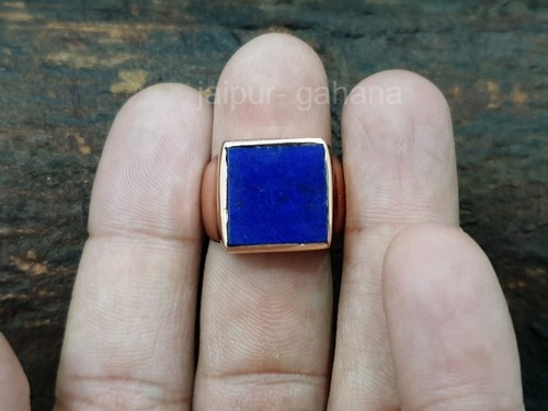 Natural Lapis Lazuli Gemstone 925 Sterling Silver Octagon Stone Ring Jewellery - Picture 3 of 10