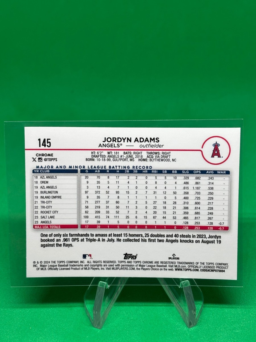 2024 Topps Chrome #145 Jordyn Adams RC Los Angeles Angels | eBay