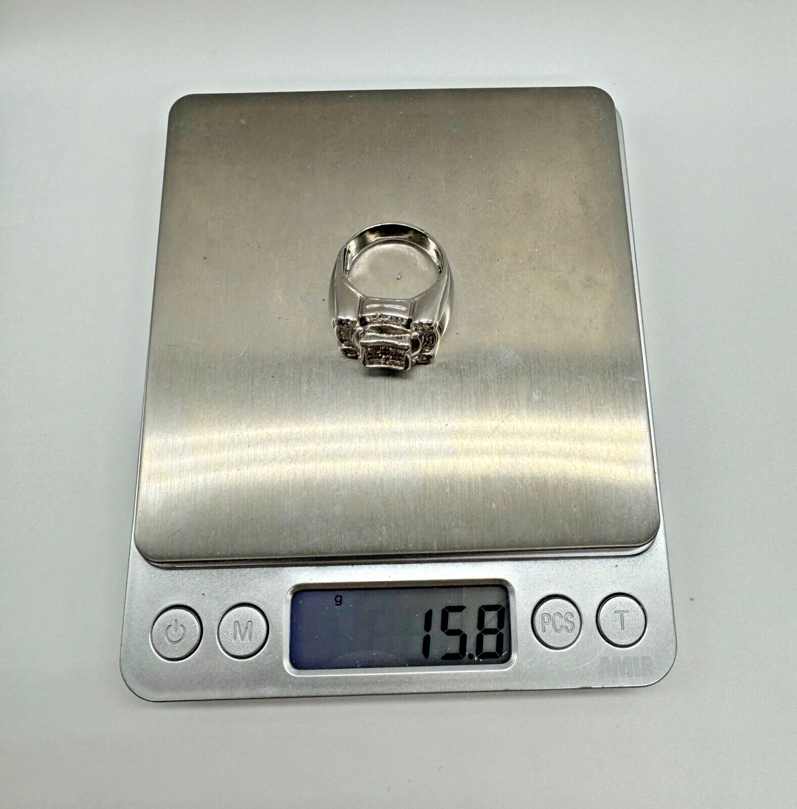 Mens Princess Cut Diamond Statement Ring 14k Soli… - image 5