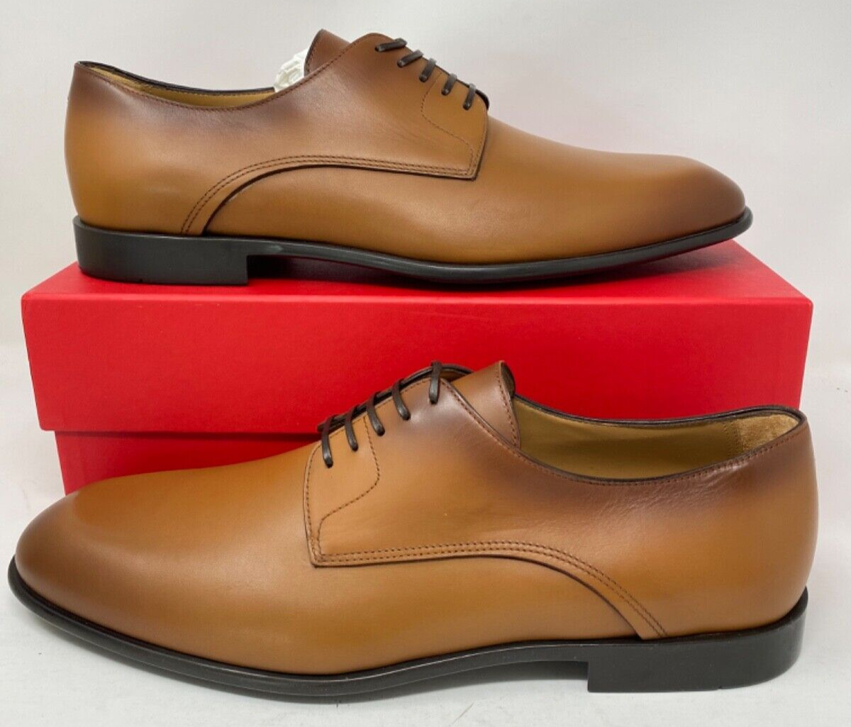 SAOLA Scarpe da derby Salvatore Ferragamo FOSCO $895 punta piatta taglia 12 nuove vitello Vicuna