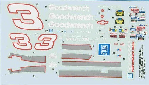 Jaxx #3 Goodwrench 1993-Dale Earnhardt 1/24 waterslide Nascar decal