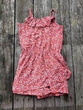 Abercrombie Kids Girls Red Floral Summer Romper Size 11-12