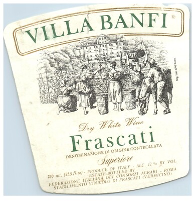 1970's-80's Villa Banfi Frascati French Wine Label Original S36E