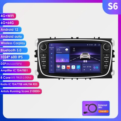 Android 12 Apple Carplay Autoradio Für Ford Focus MK2 C-MAX S-MAX GPS 6G+64GB