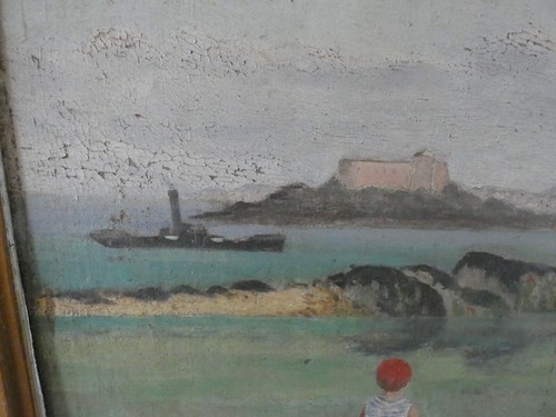 St Malo en 1919 huile sur panneau signé J. Python art déco - Afbeelding 5 van 10