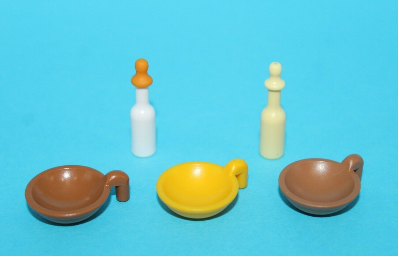 Playmobil Animal Feeding Bowls & Bottles for Farm, Zoo, Wildlife Station, Vet