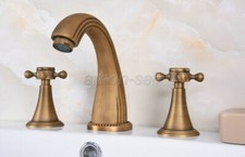 Antique Brass Widespread Bathroom Vanity Sink Faucet 3 Hole 2 Handle Mixer Tap