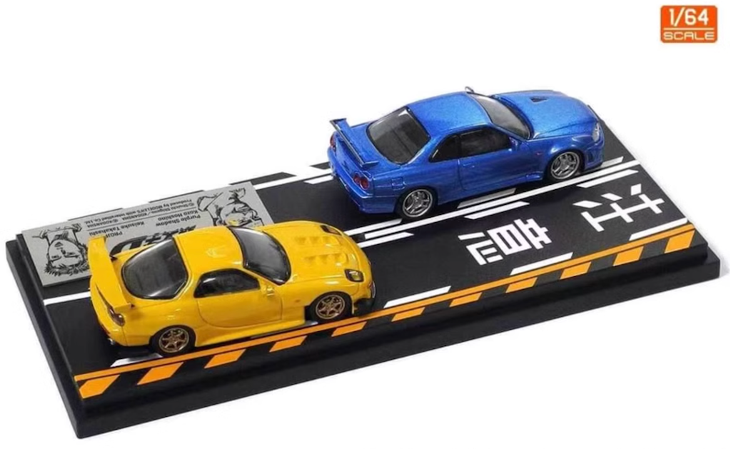 1:64 JDM Comic Initial D RX7 FD GTR R34 Sports Model Diecast Metal