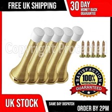 5 METAL DOOR STOPS BRASS GOLD WALL MOUNTED SPRING SPRINGY SPIRAL STOPPER BUFFER