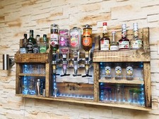 LED Paletten Weinregal,XXL Rustikale Wandbar 3in1,Cocktail-,Whiskybar,Schnapsbar