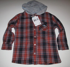 Tommy Bahama Little Boys Size 5/6 Red Plaid Flannel Shirt Jacket Hooded