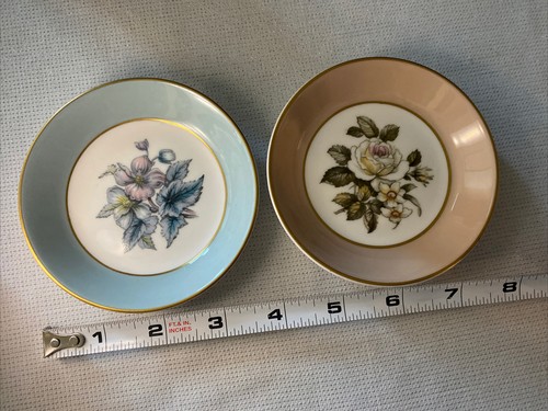 Royal Worcester 51 Set Of 2 Floral Small Plate Dish 4” England Vintage Tea Gold - Picture 7 of 7
